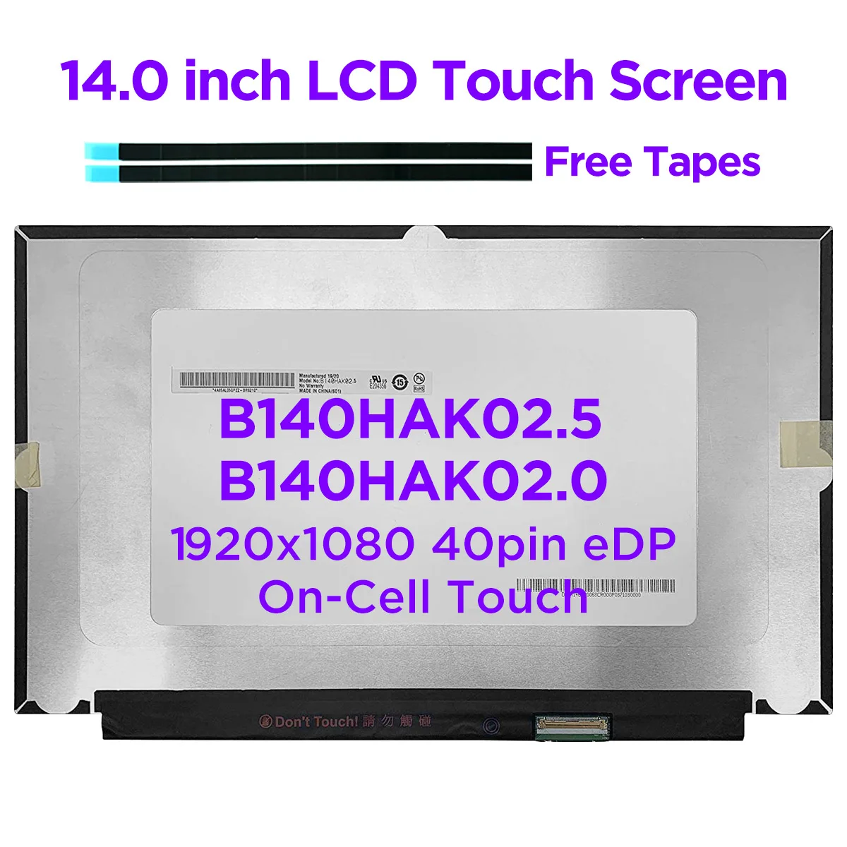 

14.0 Laptop LCD Touch Screen B140HAK02.5 fit B140HAK02.0 for Acer Swift SF514-52 75% NTSC LED IPS Panel Matrix Display 40pin eDP