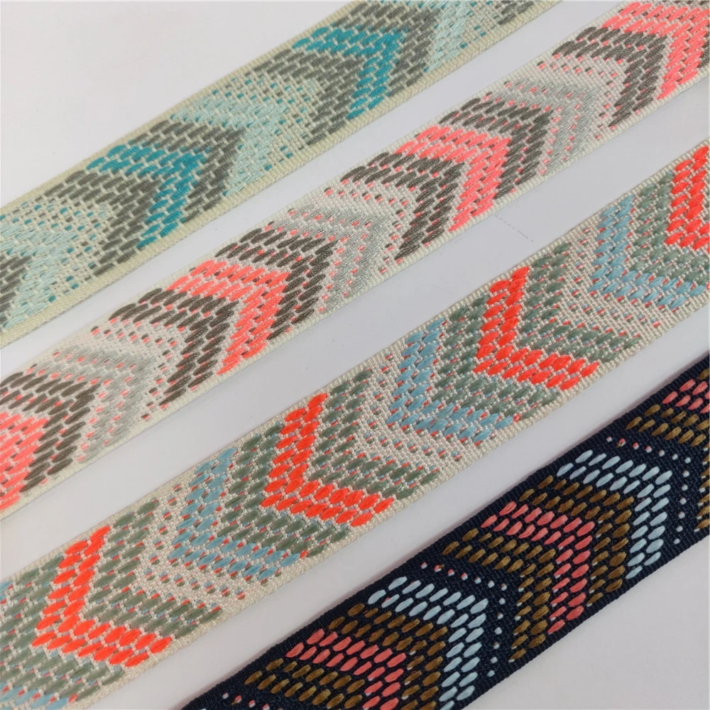 1 Meter Polyester Colorful Geometric Single Face Jacquard Embroidered Webbing Ethnic Lace Trims Decorative Ribbon DIY Belt Strap