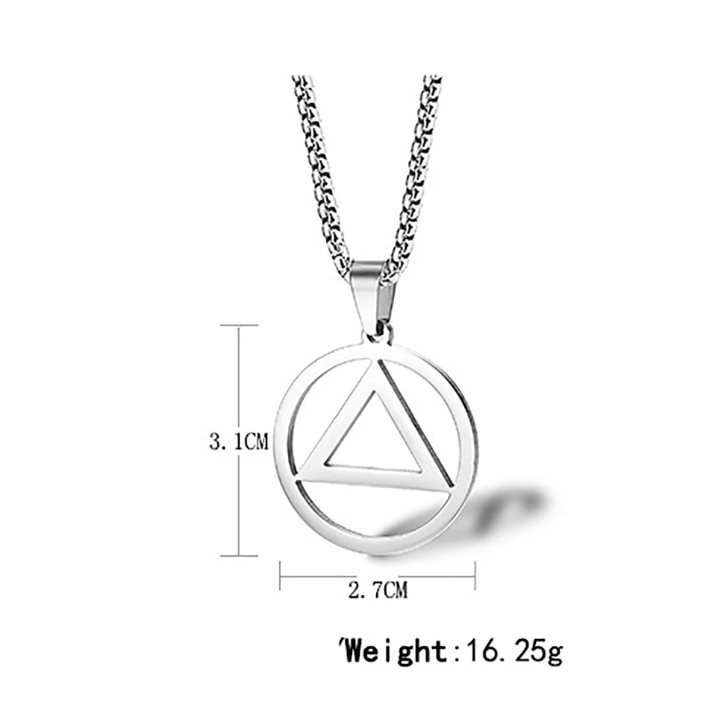 Stainless Steel Delicate Minimalism Eminem Triangle Round Geometry Pendant Necklace Jewelry Gift For Him with Chain