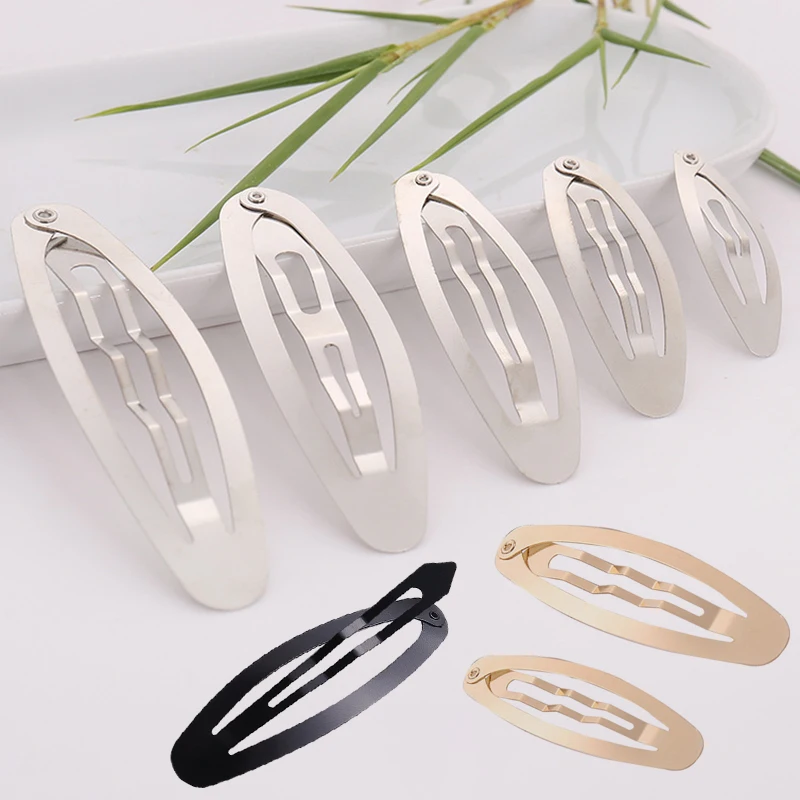 20Pcs Metal Hair Clips Black Gold Color Barette Oval Hairgrip Hairpins Base for Jewelry Making DIY Girls Headdress Accessories