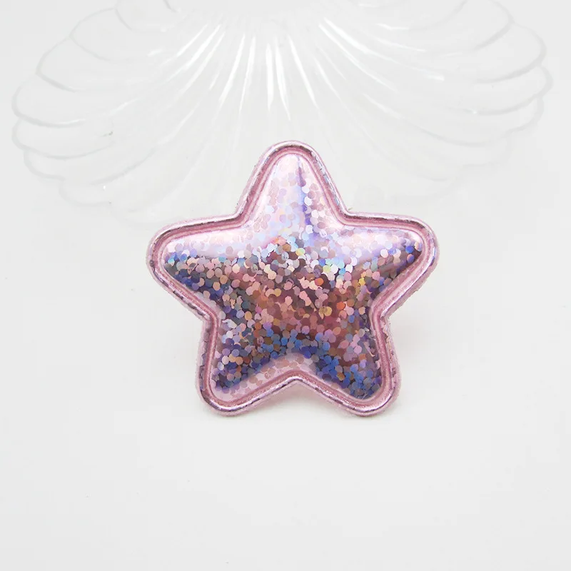 60 Stück/Los 4cm Glitzernde Laser-PU-Stern-Polsterpatches für Baby-Mädchen-Haaraccessoires, Applikationen für Bastelarbeiten, BB-Clips, Ornamente – Detail 6