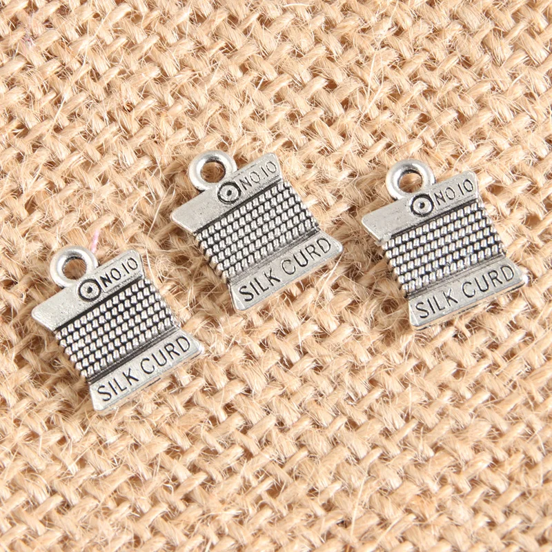 50pcs Silver Color 15x11mm Silk Curd Charms Weave Knitting Pendant Fit DIY Handmade Metal Alloy Jewelry Making Finding Supplies