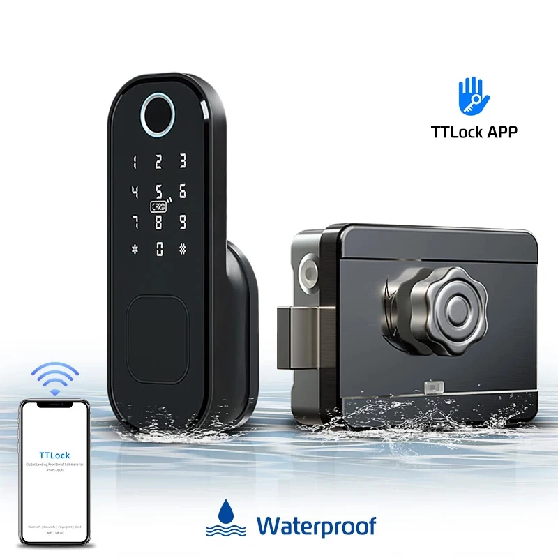 

Waterproof Fingerprint Door Lock Outdoor Gate Tuya TTlock APP And Passcode IC Card Keyless Remote Unlock Electronic Lock