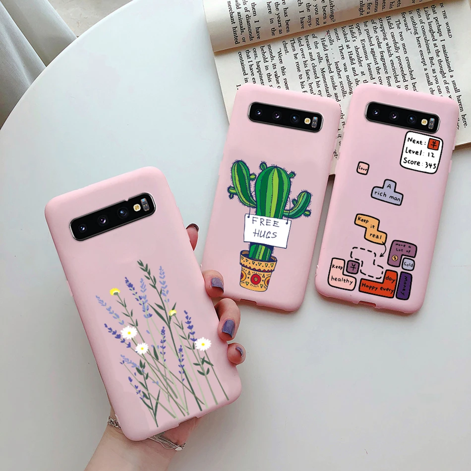 Cute Cat Cactus Cartoon Case For Samsung Galaxy S10 S10e 4G Candy TPU Silicone Soft Case for Samsung Galaxy S10 Plus Back Cover