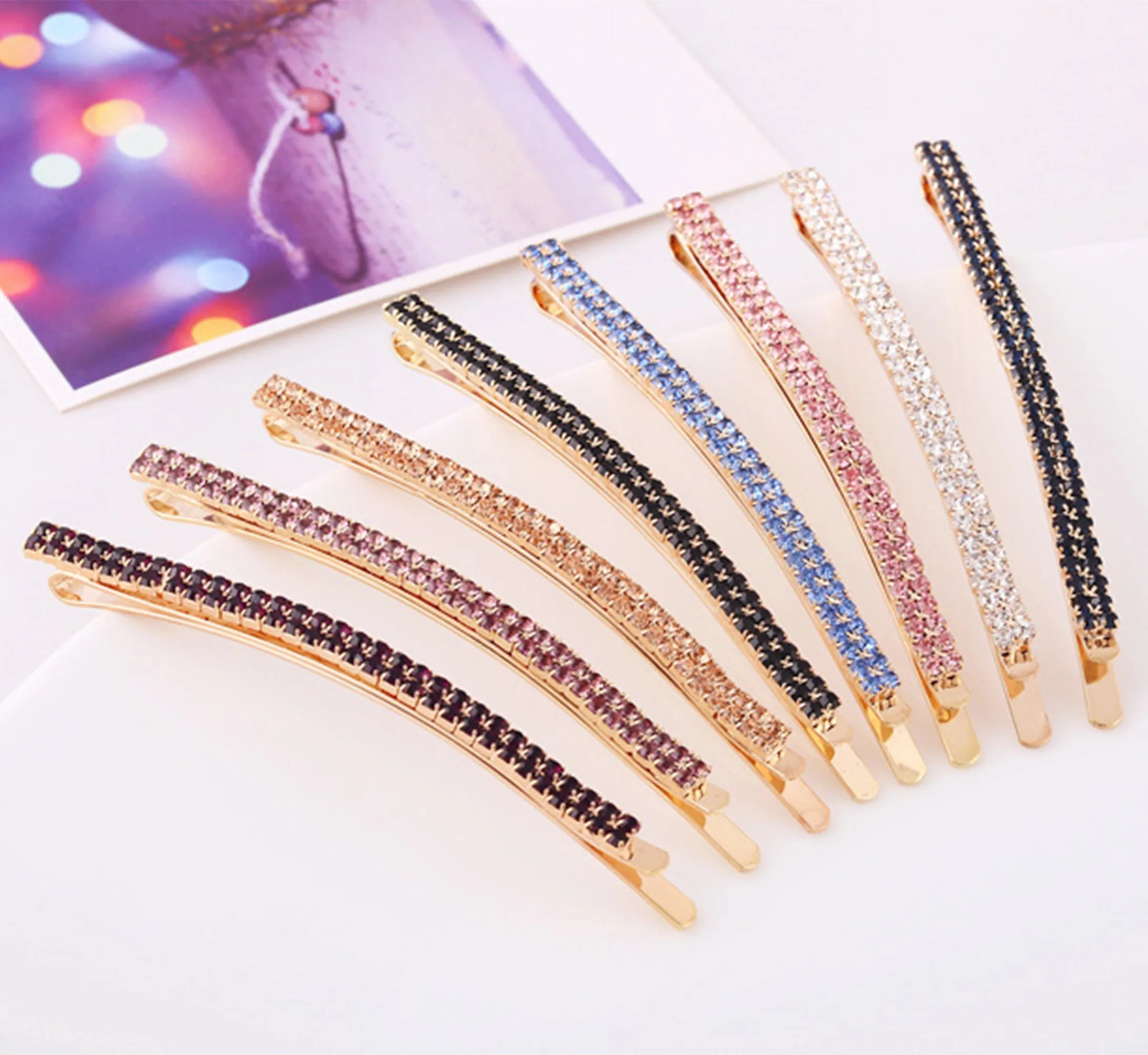 10pcs/lot 7cm 9cm Korean word clip, shrapnel clip gold/rhodium hair accessories DIY material wholesale