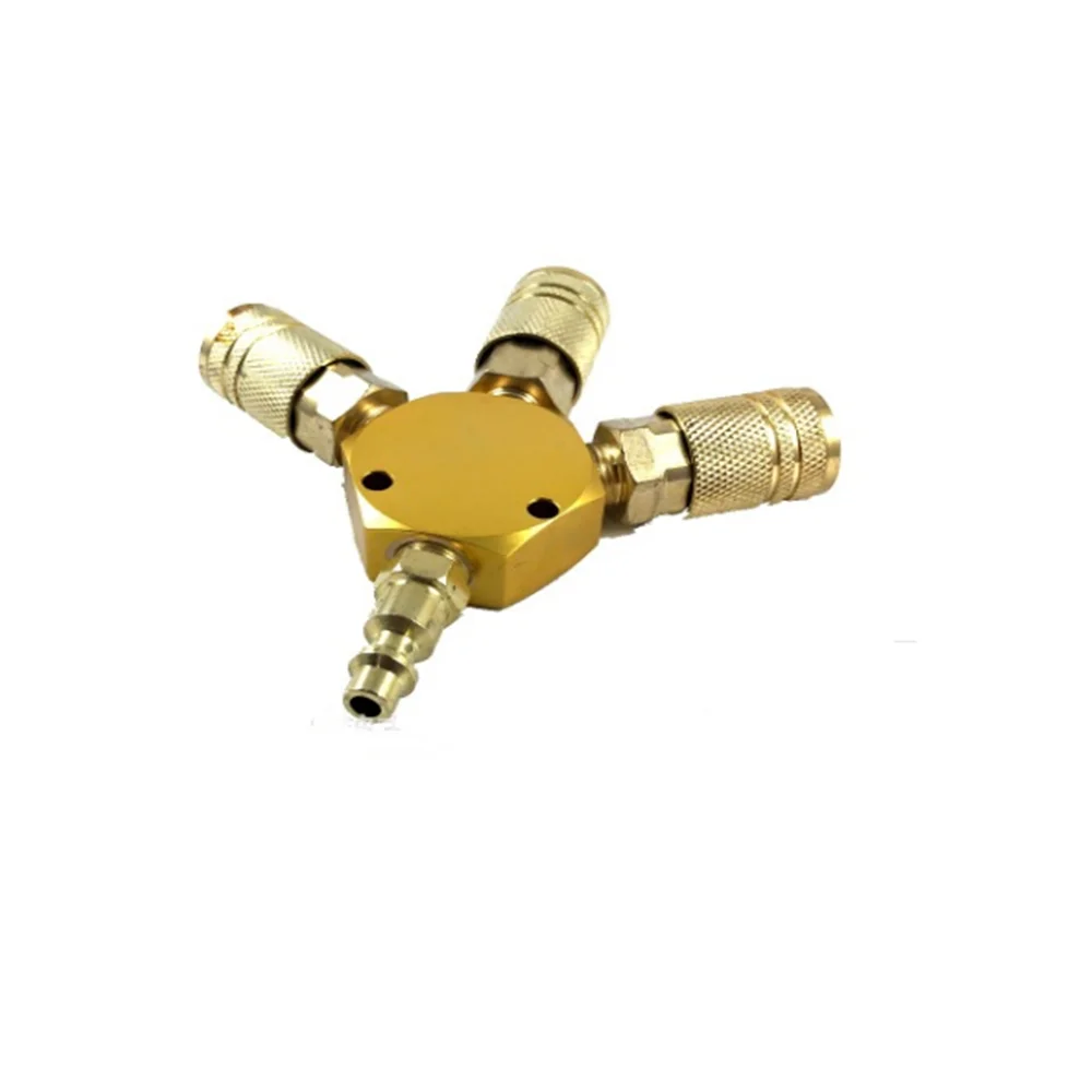 1/4''NPT Quick Connector American Style 3-WAY MANIFOLD Coupler Air Hose Coupling Pneumatic Tools US Type