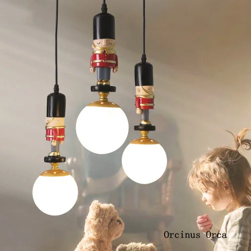 Cartoon Creative British Soldier Chandelier Boys Bedroom Children's Room Lamp American Mediterranean LED Doll Chandelier