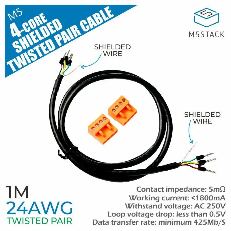 Cable de par trenzado blindado oficial M5Stack 24AWG de 4 núcleos