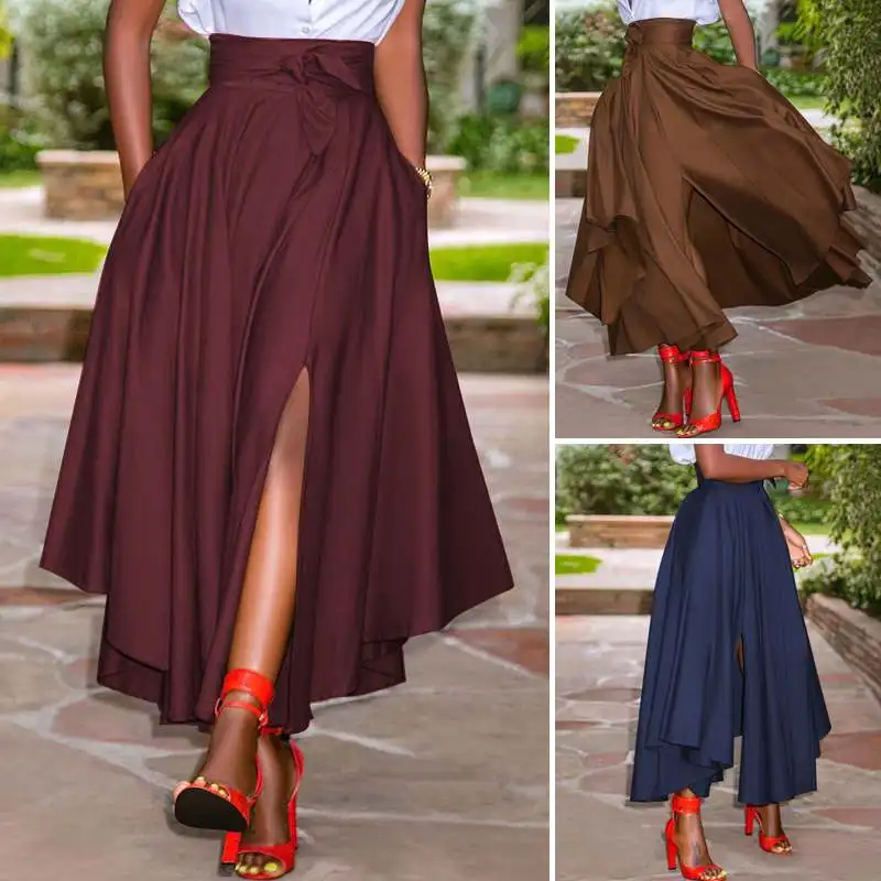 ZANZEA Fashion Irregular Skirts Holiday Zipper High Waist A Line Skirts  Womens Summer Long Skirts Vintage Beach Solid Skirts