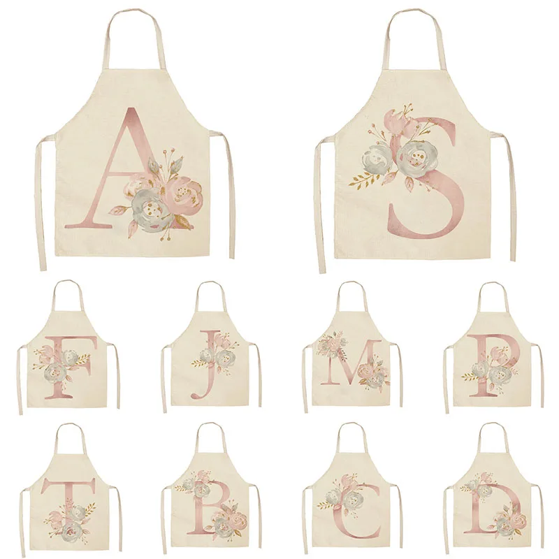 Kitchen Women Apron Pink Letter Printed Aprons Adult Childs Leeveless Aprons Waterproof Home Cleaning Tools Tablier Delantal