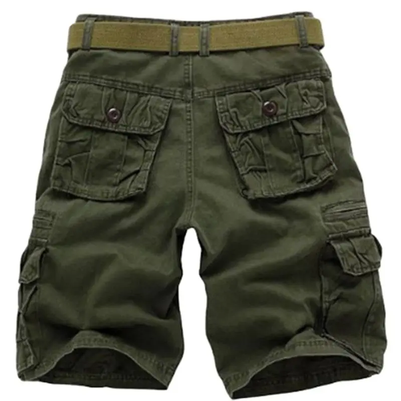 Summer Casual Shorts Men Cotton Cargo Shorts Mens  Multi Pocket Knee Length Pant Fashion Streetwear Shorts for Men Without Belt