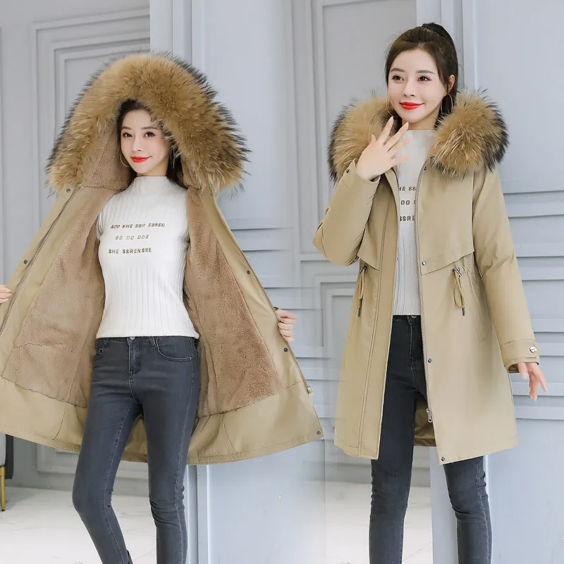 

2023 New Cotton Thicken Warm Winter Jacket Coat Women Casual Parka Winter Clothes Fur Lining Hooded Parka Mujer Coats