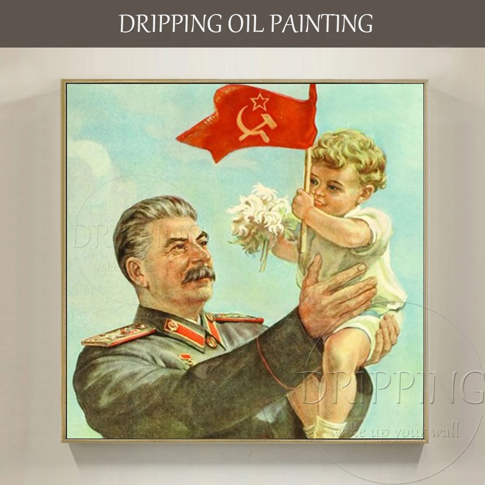 

Hand-painted High Quality Impressionist Stalin and Kid Oil Painting on Canvas Soviet Union Stalin and Future Kid Oil Painting