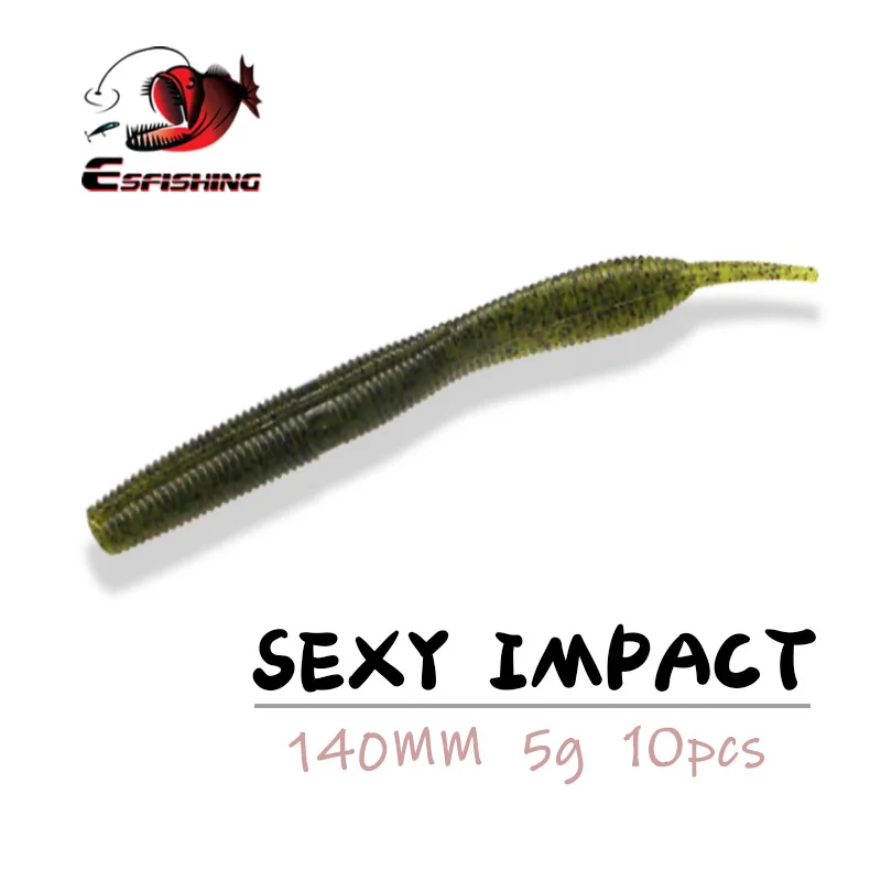 ESFISHING Pesca Soft Lure Sexy Impact 140mm 5g Silicone Plastics Iscas Artificials Fishing Worm Bait Salts Injection Bass