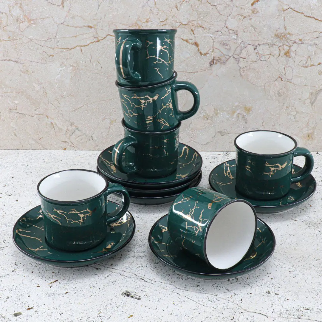 DOLBOVI Kitchen World HLT-31 12 Piece Marble Pattern Bone cup Pad Green mug кружка coffee cup cup