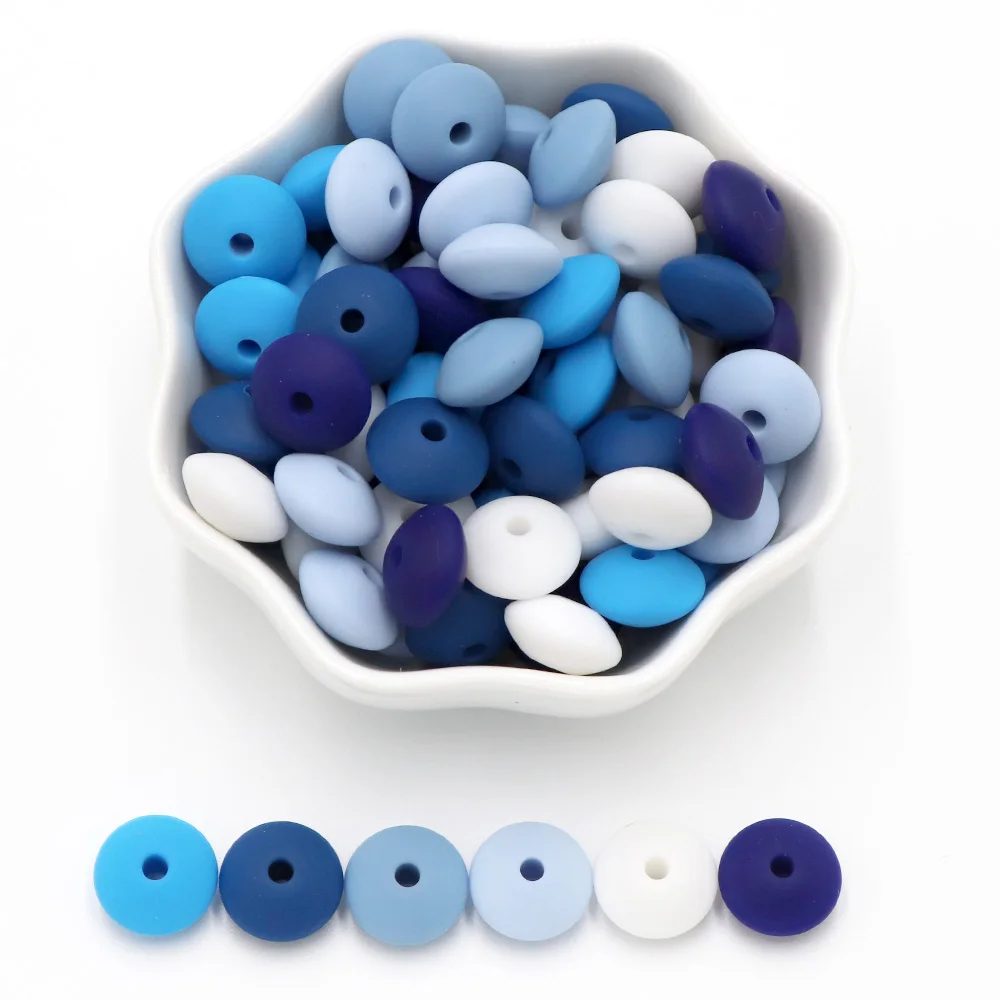 Joepada 50Pcs 12MM Lentil Silicone Beads BPA Free Diy Teether Teething Necklace Jewelry Bead Baby Teether Baby Pacifier Chain