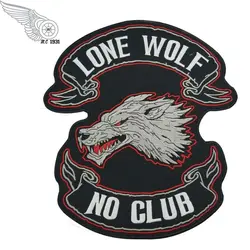 Lone Wolf No Club Back Biker MC Patch moto Club Jacket Patch Back Custom Large Size Jacket Vest Punk Rock Badge