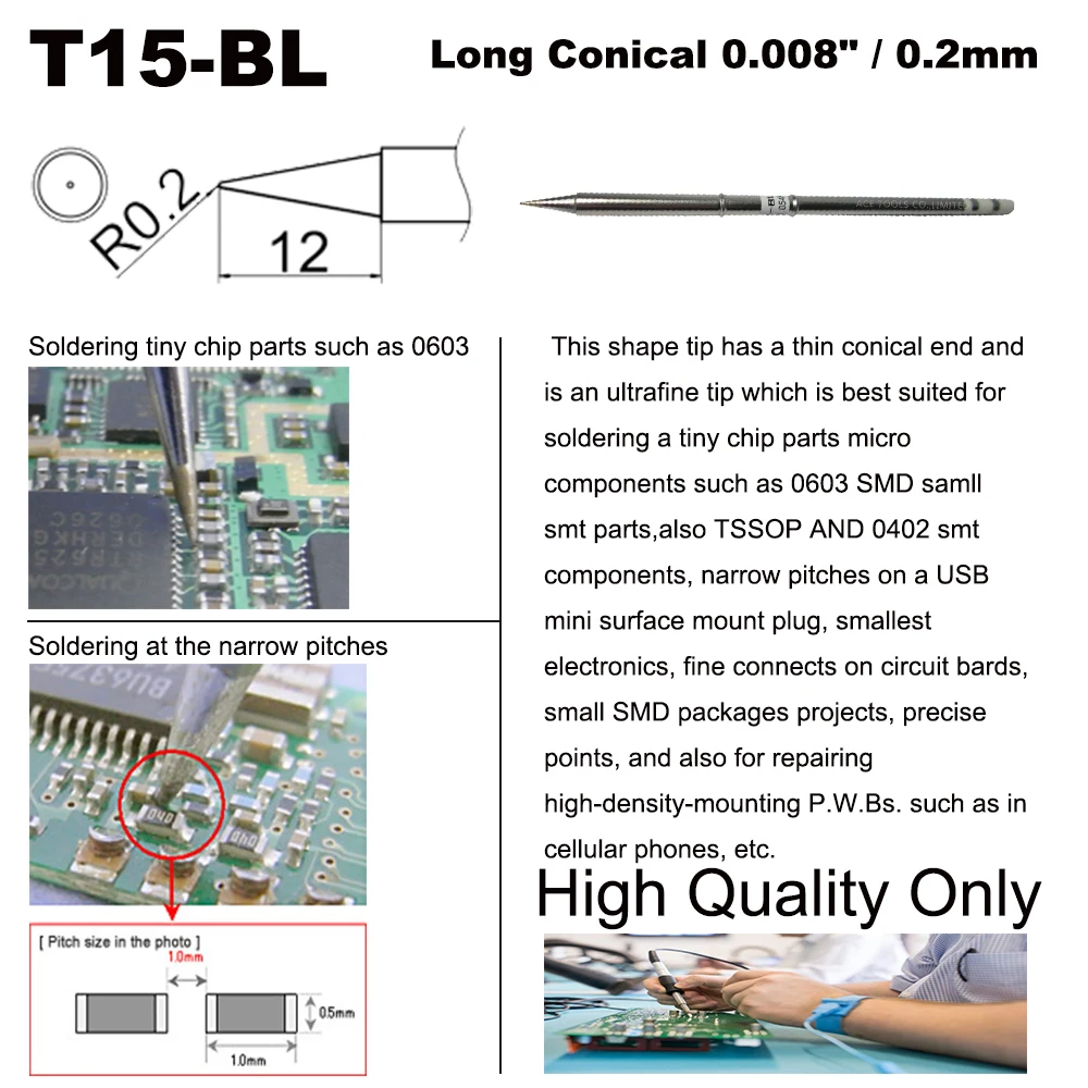 T15-BL конический Запасной наконечник для HAKKO FM-203 FM-204 FM-206 FX-951 FX-950 FX-952 FX-9501 FM-2028