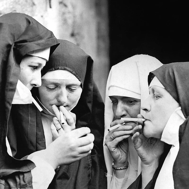 nuns smoking cigarettes print Nun Smoking Photo: A Unique and Thought-Provoking Wall Art for Your Home