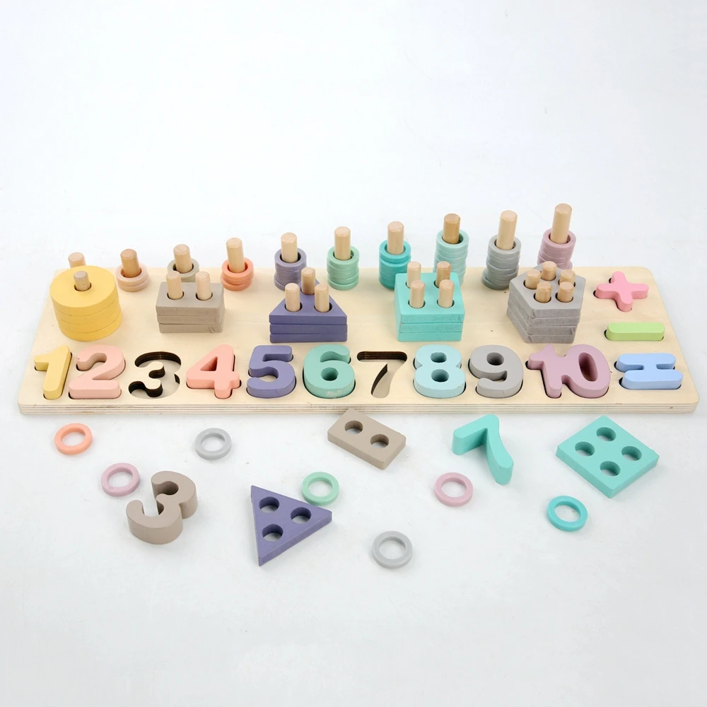 Kids Early Education Props Montessori Wooden Toys Geometric Shape Cognition Matching Math Baby Early Children Birthday Xmas Gift