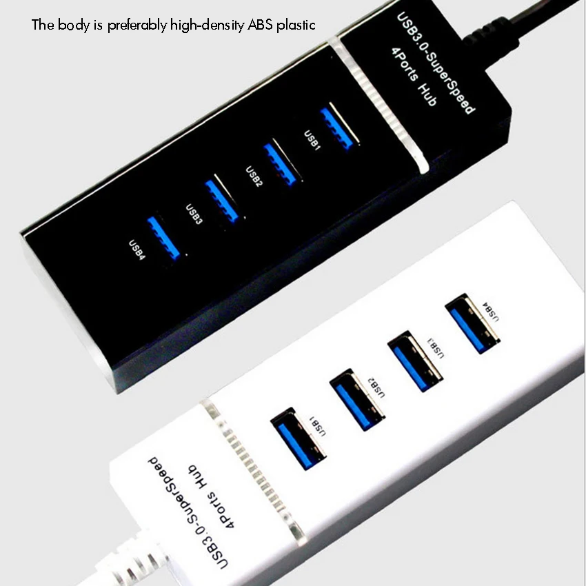 4-Port USB 3.0 Hub USB3.0 USB Splitter Super Speed, Built-in LED Indicator for Desktop PC Laptop Support Windows 7/Vista/XP