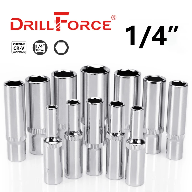 

Гаечный ключ Drillforce, инструмент с храповым механизмом, 4-14 мм, 1/4 дюйма, с глубоким приводом
