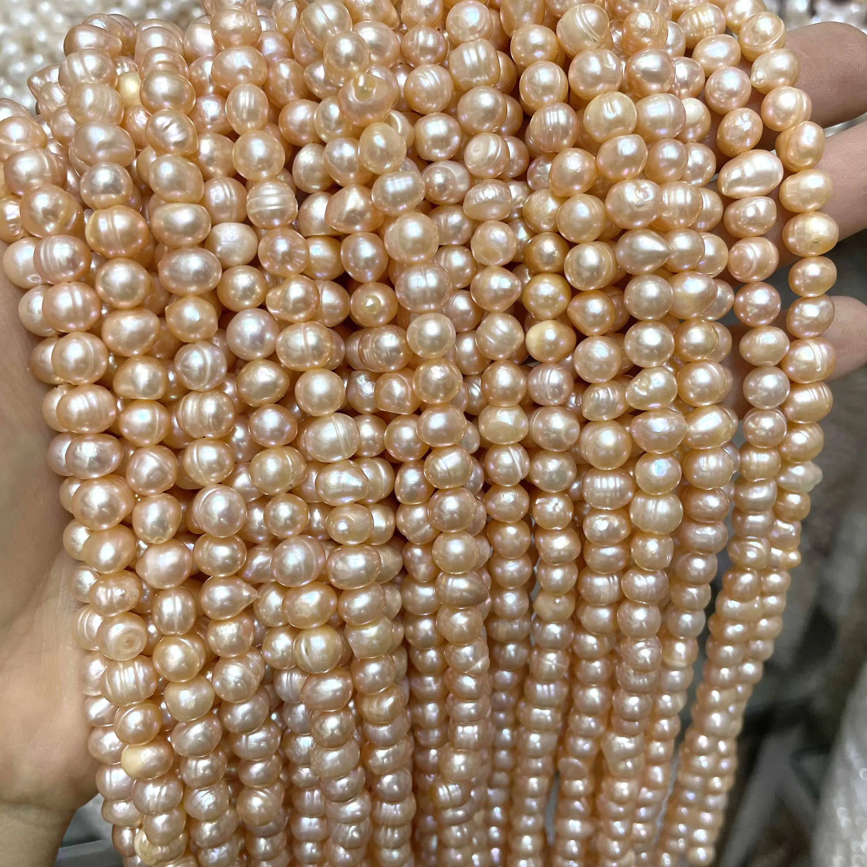 Natural 4/5/6/8/9/10 MM Freshwater Pearl Round Rice Shape Beads For Jewelry Making Charm DIY Craft Bracelet Necklace Earrings