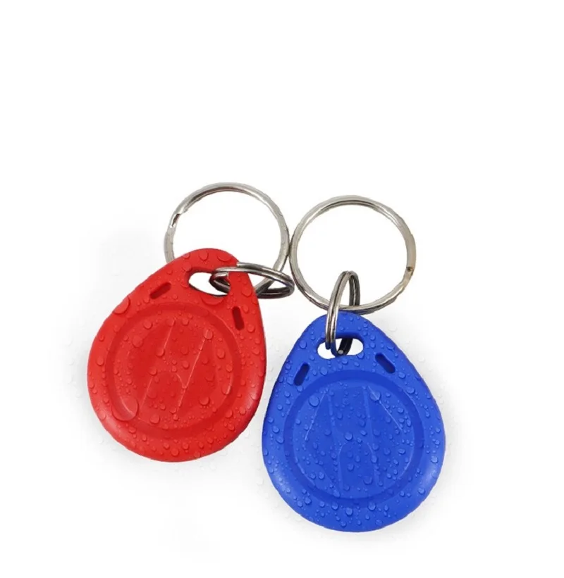 RFID Key Fobs para entrada de porta, identificação de proximidade, token tag, leitura de chip, cor opcional, azul, vermelho, amarelo, 125kHz, 100pcs