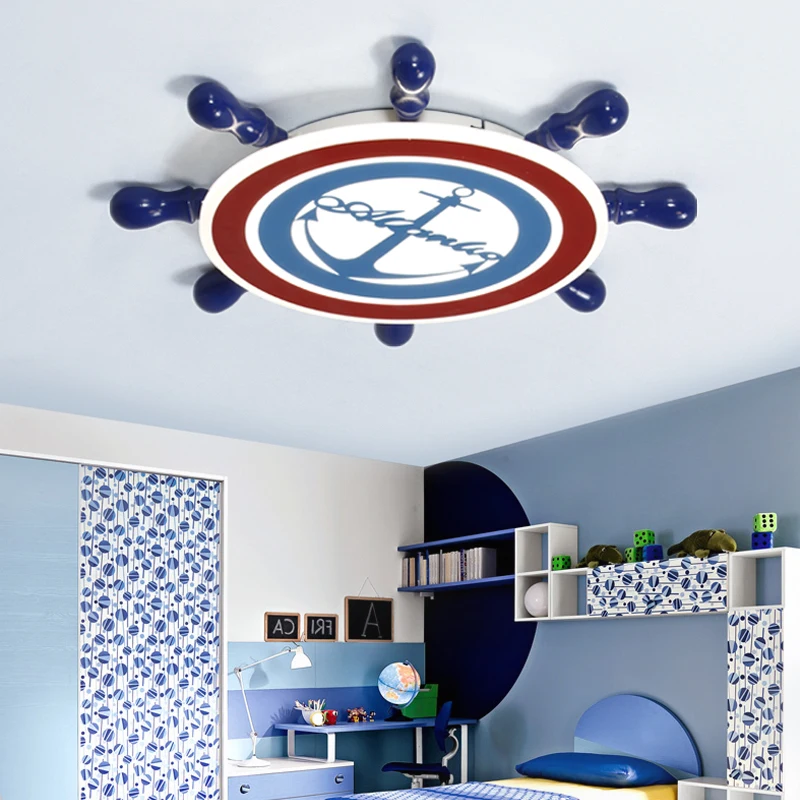 

American Creative Cartoon Children Bedroom LED Ceiling Light Fixture Home Deco Mediterranean Kid's Room Boat Tuo Ceiling Lamp