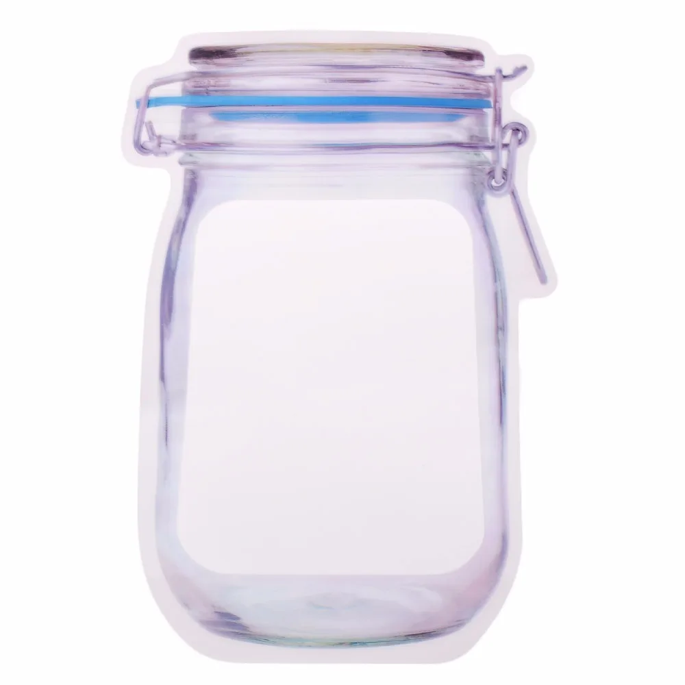 1pcs Bottle Shape Clear Storage Bag Zipper Bag Resealable Zip Lock Bag Food Preservative Organizer For Nut Snacks Fruit Travel