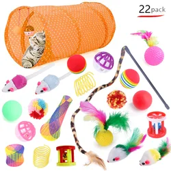 Set of 22 Cat Toys Kit Mouse Shape Balls Shapes Kitten Love Pet Toy Cat Channel Funny Cat Stick Mouse Supplies Value Bundle