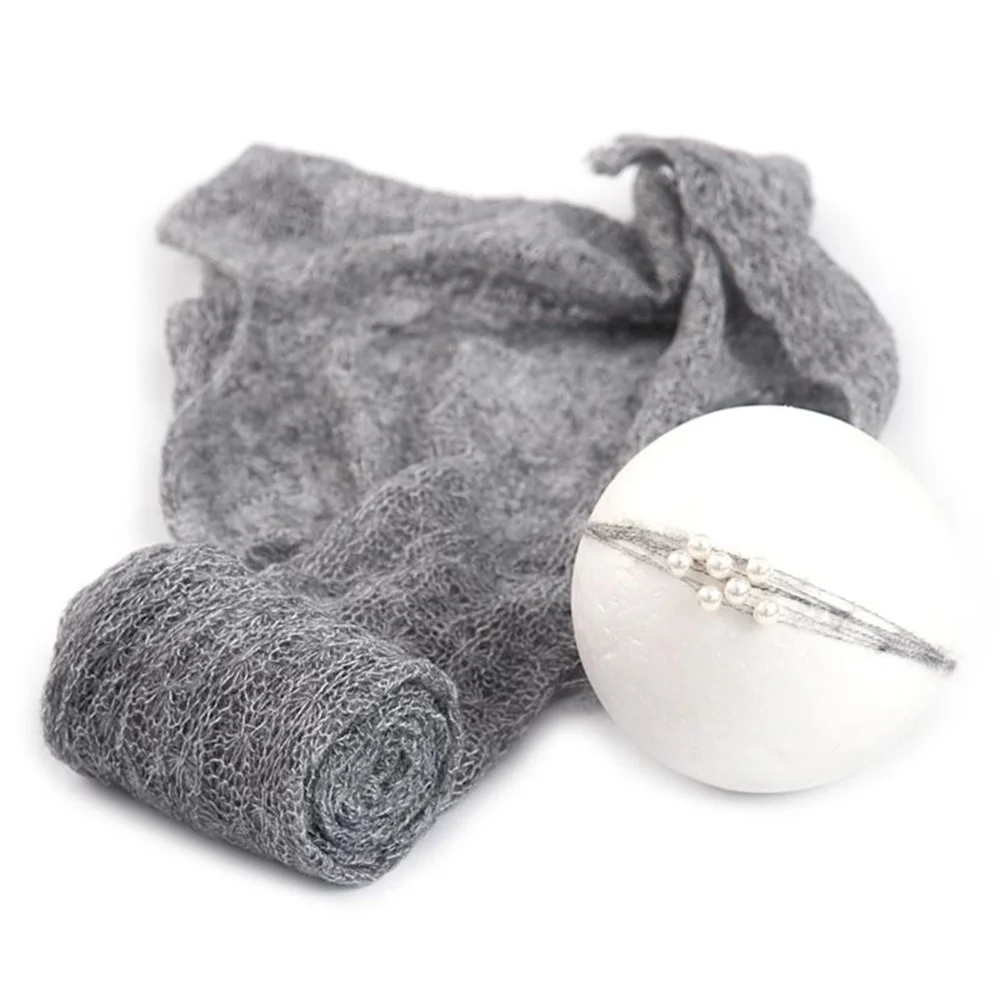 Een Set Kerst Fotoshoot Rekbare Gebreide Mohair Wrap Kleine Baby Hoed Hoofdband Voor Pasgeboren Baby Fotografie Accessoires