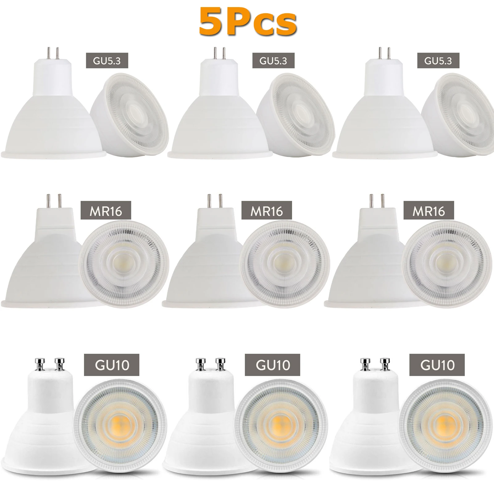 5X GU10 MR16 GU5.3 Dimmable LED Spotlight 7W 220V 110V COB Light Bulb Super Bright Table Lamp Downlight Cool White Warm White