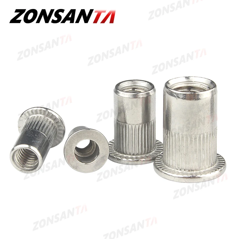 Zonsanta Klinknagel Moer 304 Rvs M4 M5 M6 M8 M10 Rivnut Platte Kop Schroefdraad Klinknagel Insert Nutsert Cap Geperforeerde klinknagel Noten