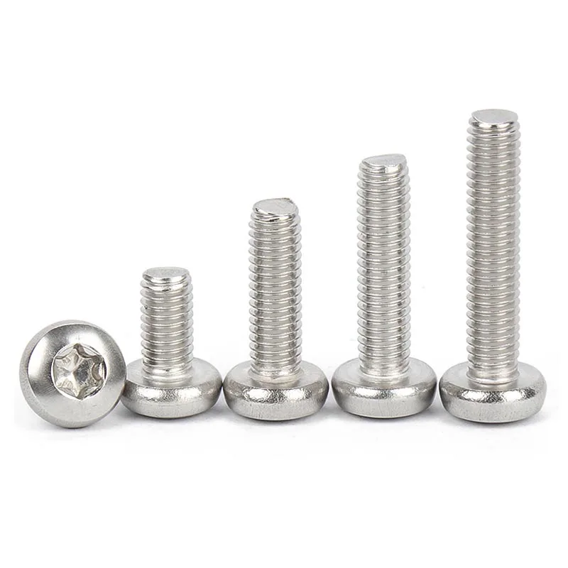 2/50Pcs M1.4 M1.6 M2 M2.5 M3 M3.5 M4 M5 M6 M8 M10 304 A2 Stainless Steel GB2672 Six-Lobe Torx Pan Six Lobe Round Head Bolt Screw