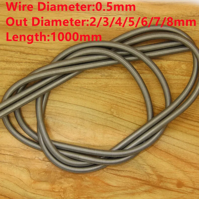 2PCS,1 Meter Custom Small Coil Tension Spring,High Quality Long Extension Spring,0.5mm Wire Dia*2/3/4/5/6/7/8mm Out Dia*1000mm