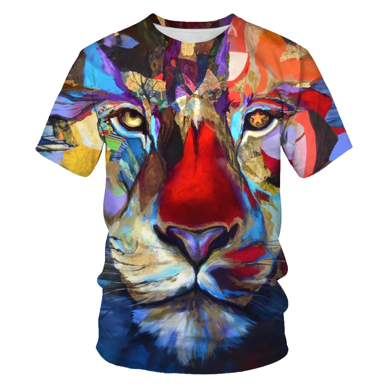 

Magic Men's Animal Tiger Face T-shirt 3D Printed Lion Tiger Casual Majestic Fashion T-shirt Harajuku Large Size 6X