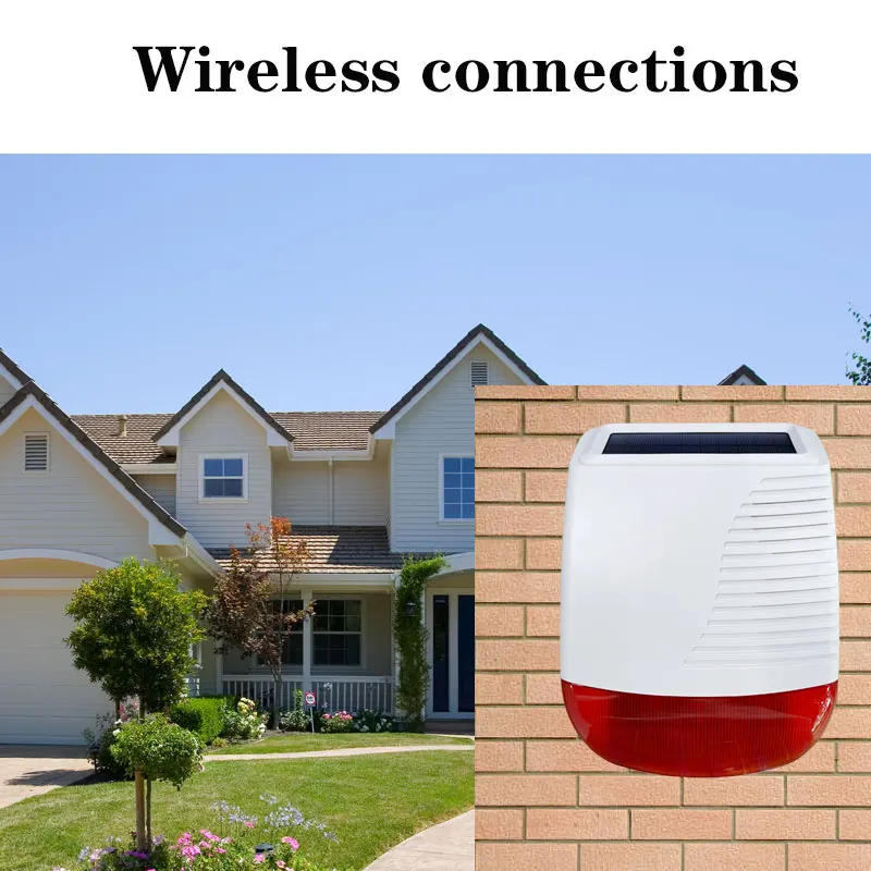 433mhz sem fio ao ar livre à prova dwireless água solar sirene luz flash para casa assaltante wi fi gsm sistema de alarme segurança sem fio sistema