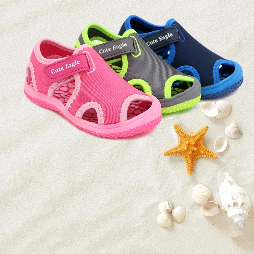 Cute eagle Summer Elegant girls shoes Toddler Kids Sandals Comfort flats Pedicure Non-slip Baotou Children Beach Shoes New