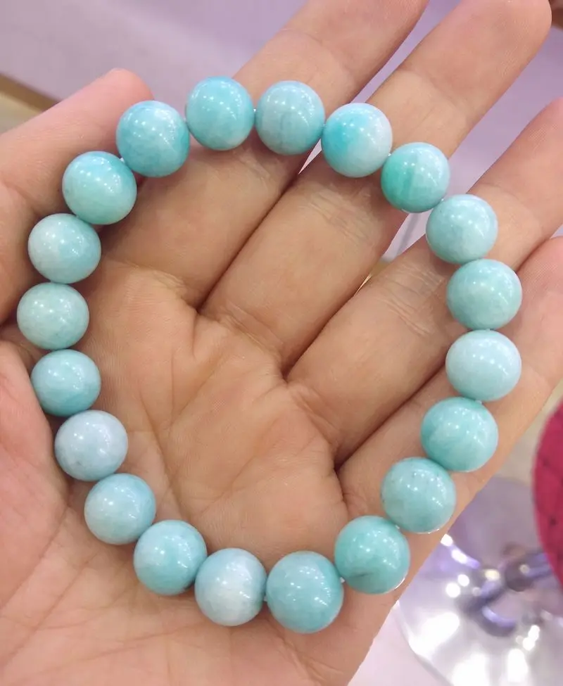 8mm Nature blue Gemstone Mala Bead Bangle Tian He Stone Bracelet Rosary Amulet Rare