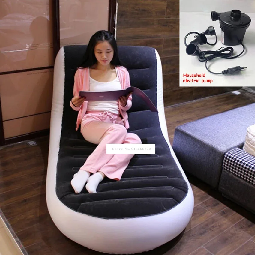 New A806 L-shaped Inflatable Sofa Bed Single Outdoor Portable Inflatable Sofa Home Lazy Sofa With Household Electric Pump+Pillow