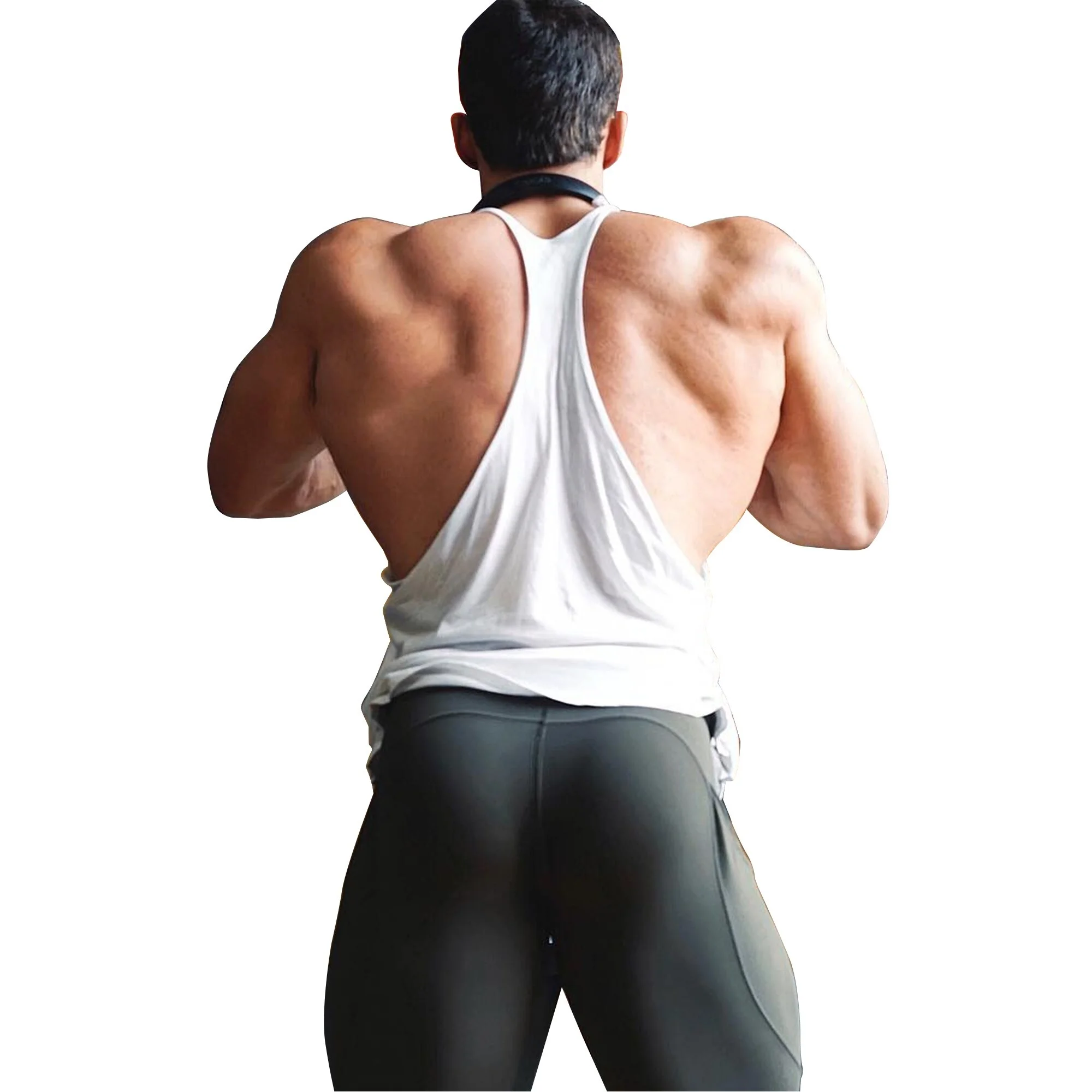 Men\'s Gym Workout Bodybuilding Cotton Tank Tops Y Back Fitness Thin Shoulder Strap Muscle Fit Stringer Sleeveless Shirt