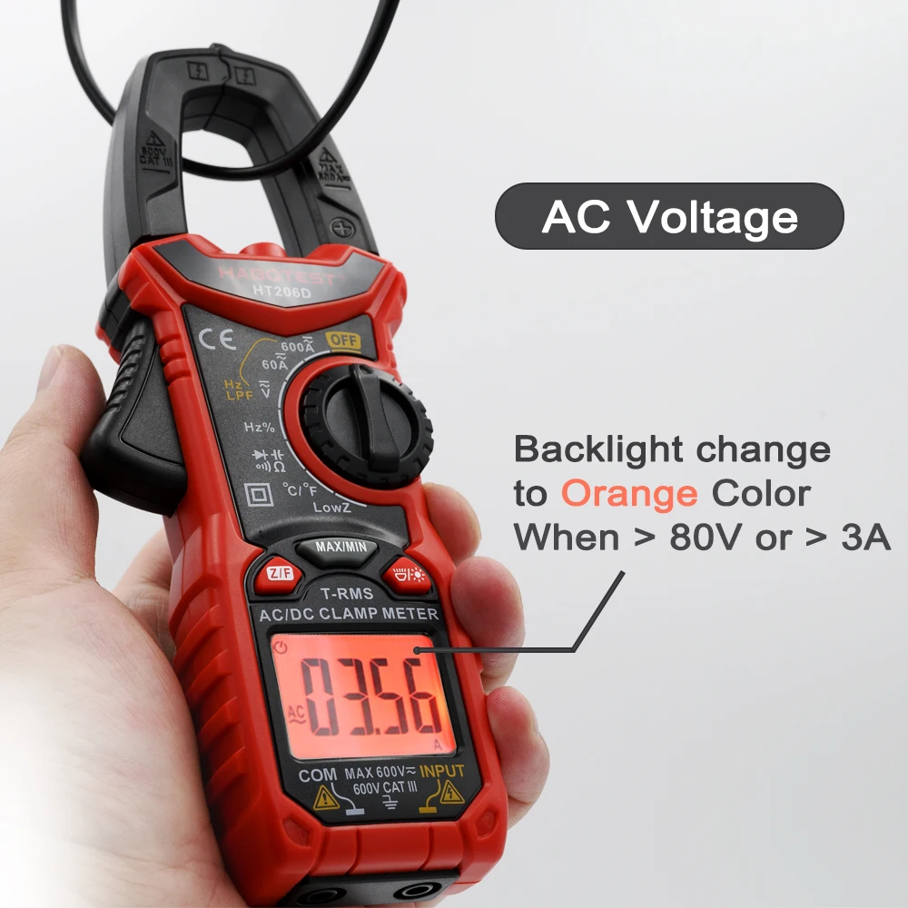 Habotest HT206D AC DC Digital Clamp Meter Multimeter Pinza Amperimetrica
