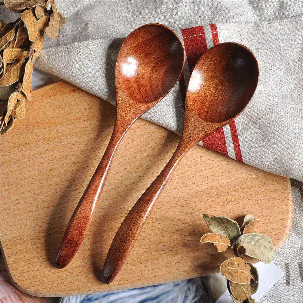 Wooden Spoon Cooking Spoon Bamboo Wave Pattern Kitchen Cooking Utensil Tool Soup Teaspoon Catering for Kitchen Wooden Spoon 2024