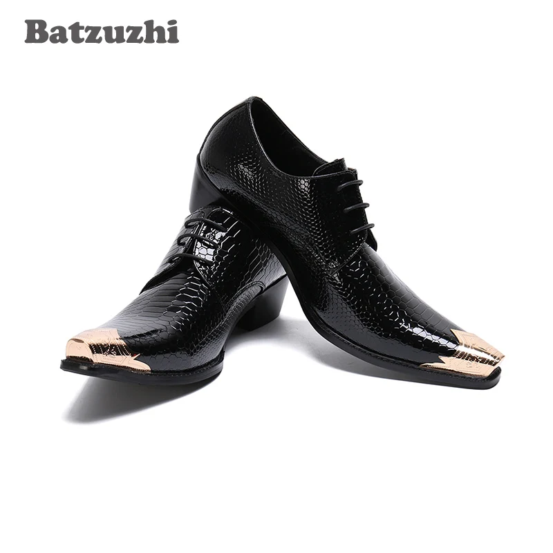 

Batzuzhi Men Shoes 4.5cm High Heel Black Genuine Leather Dress Shoes Iron Toe Business Leather Shoes Zapatos Hombre, Big US12