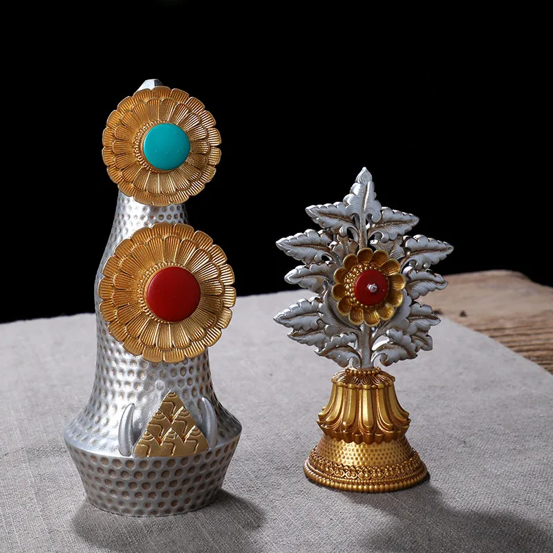 2 Size Offered Duoma Shizi Colored Plated Buddhist Suppliers Tibetan Tranic Resin Carving Putting Decorate Instruments