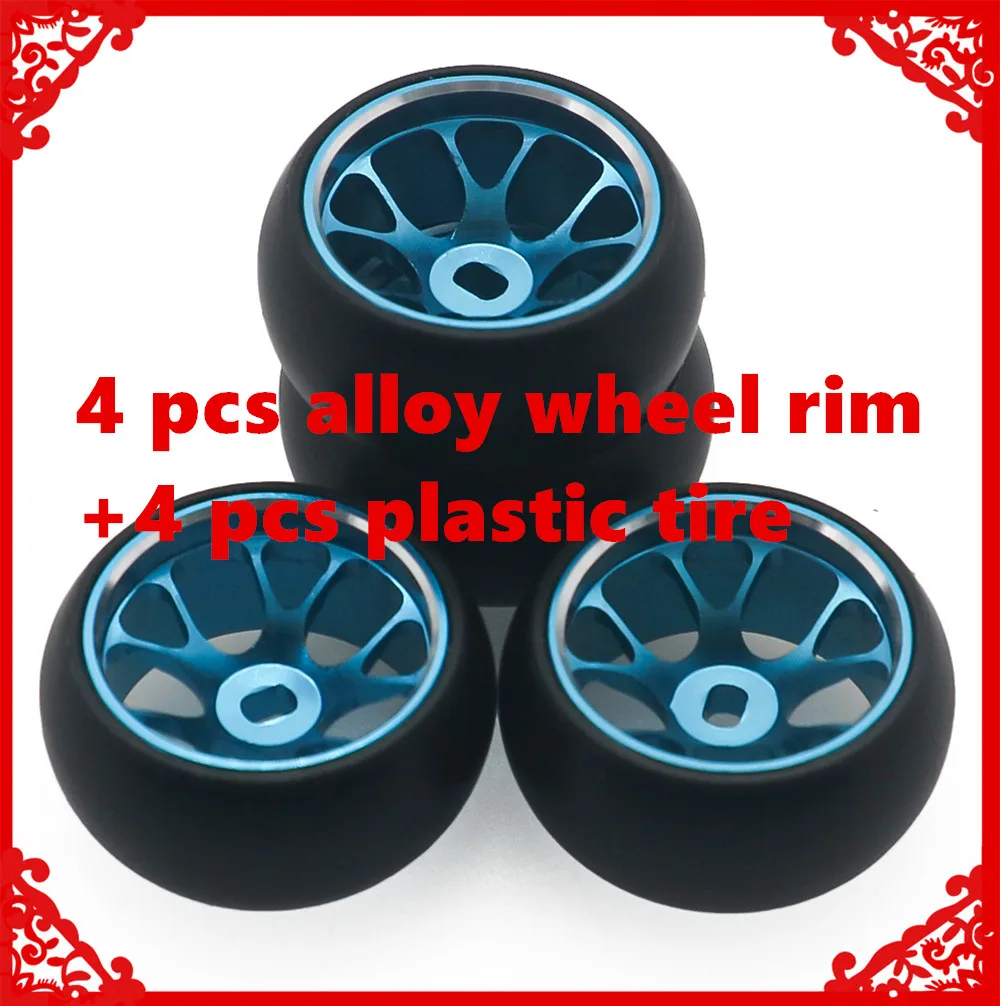 4pcs/set alloy wheel rim 10 spoke +drift tire for rc 1/28 Wltoy K969 K989 P929 rally kyosho mini-Z Q D hobby model car