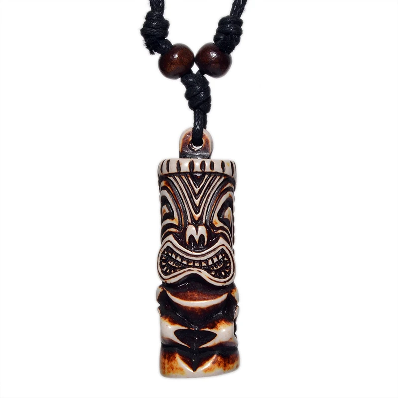 FX011 Indian Maya naszyjnik Totem wisiorek fajne męskie Choker biżuteria Retro styl plemienny imitacja Yak naszyjnik z kości prezent Amulet