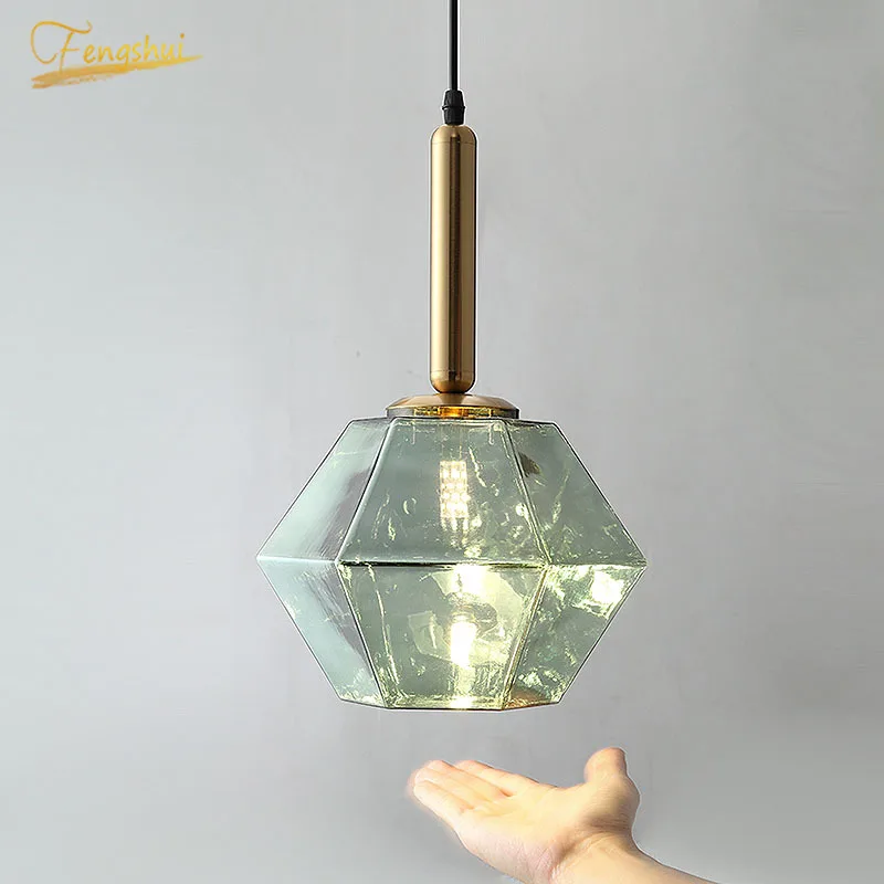 

Modern Design Stained Pendant Lights Nordic LED Glass Pendant Lamp Lighting Fixtures Home Loft Restaurant Hanging Lamp Luminaria