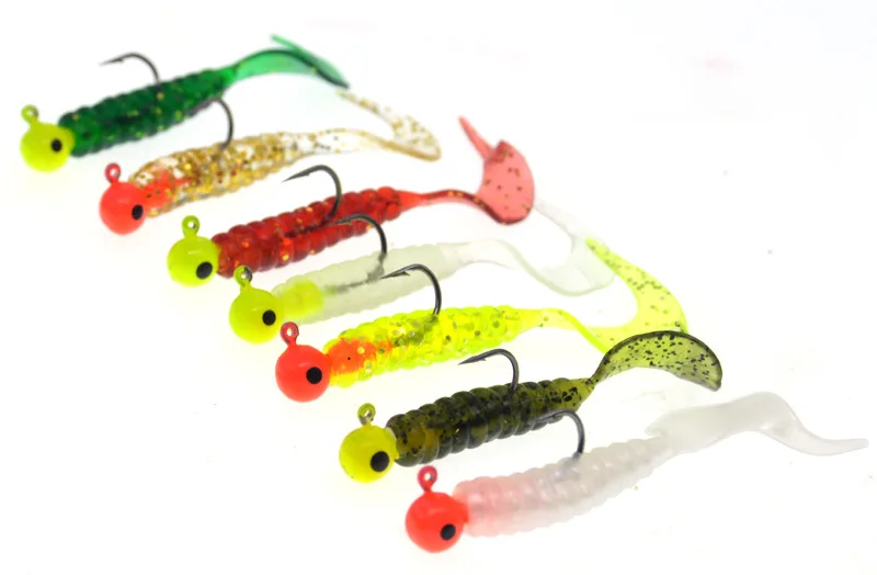 Fishing Lures 2.5g Jig Head Hook 5cm/1g Worm Lure Soft Bait Texas Rig Lure Beginner Lot 5 Pieces SALE